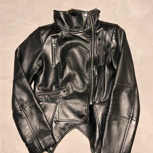 GILI genuine leather fitted biker jacket